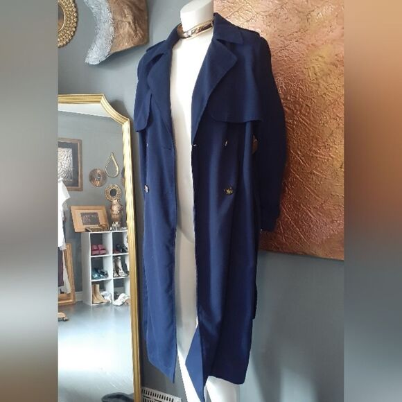 Stradivarius Navy Trench Coat - Picture 12 of 13